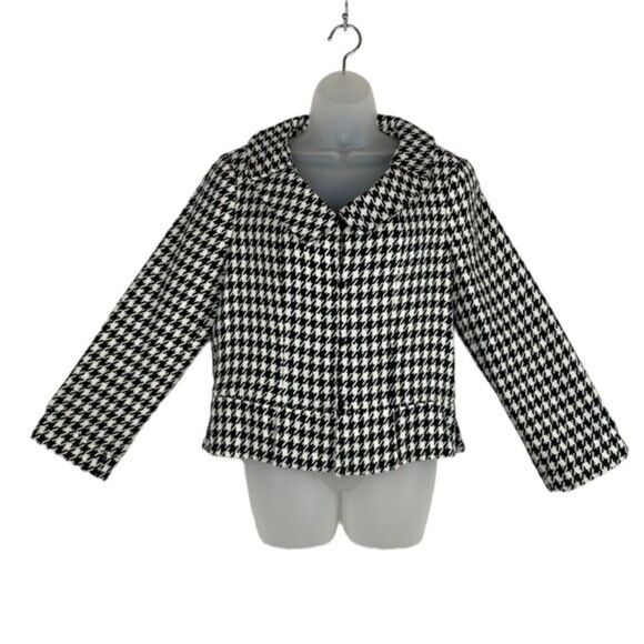 Metrostyle Black & White Houndstooth Cropped Jacket Sz 12 - Picture 1 of 12